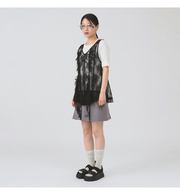 Ray BEAMS 「レース ラッフル ロング ジレ」|シャツ・ブラウス|