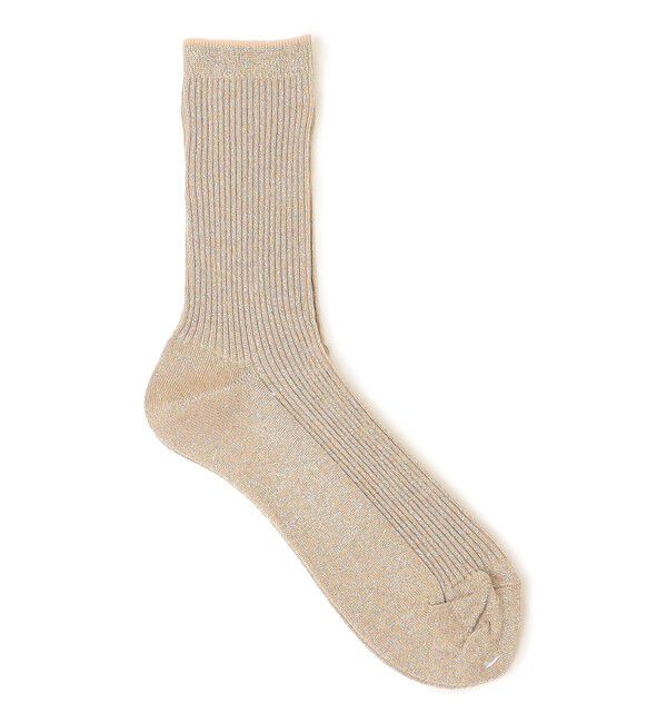 SHIPS for women「Piedi Nudi:グリッター リブ ミディ ソックス」|ソックス|ベージュ