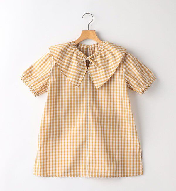 SHIPS KIDS「SHIPS KIDS:140～150cm / ギンガムチェック 半袖 ブラウス」|シャツ・ブラウス|ベージュ系