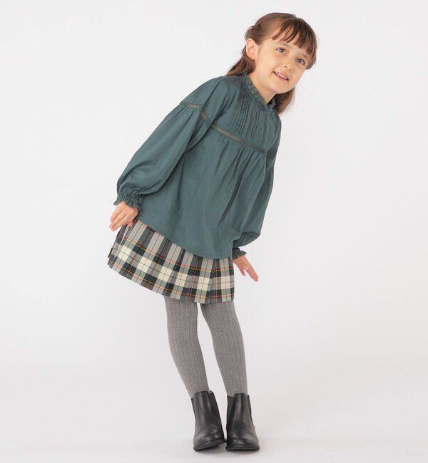 SHIPS KIDS「SHIPS KIDS:100～130cm / レース ピンタック 長袖 ブラウス」|シャツ・ブラウス|