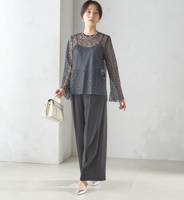SHIPS for women「〈手洗い可能〉クルーネック レース ブラウス」|シャツ・ブラウス|