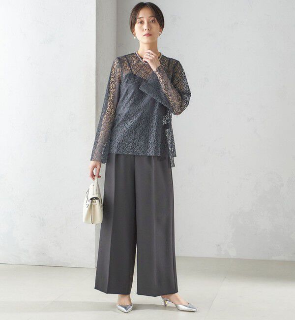 SHIPS for women「〈手洗い可能〉クルーネック レース ブラウス」|シャツ・ブラウス|