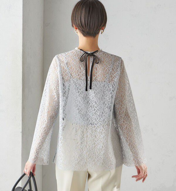SHIPS for women「〈手洗い可能〉クルーネック レース ブラウス」|シャツ・ブラウス|