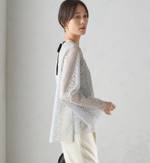SHIPS for women「〈手洗い可能〉クルーネック レース ブラウス」|シャツ・ブラウス|