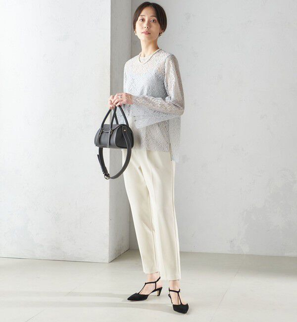 SHIPS for women「〈手洗い可能〉クルーネック レース ブラウス」|シャツ・ブラウス|