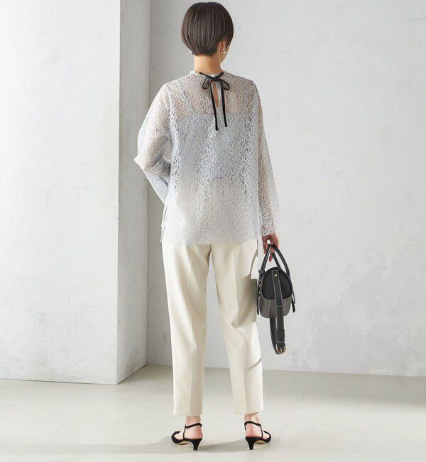 SHIPS for women「〈手洗い可能〉クルーネック レース ブラウス」|シャツ・ブラウス|
