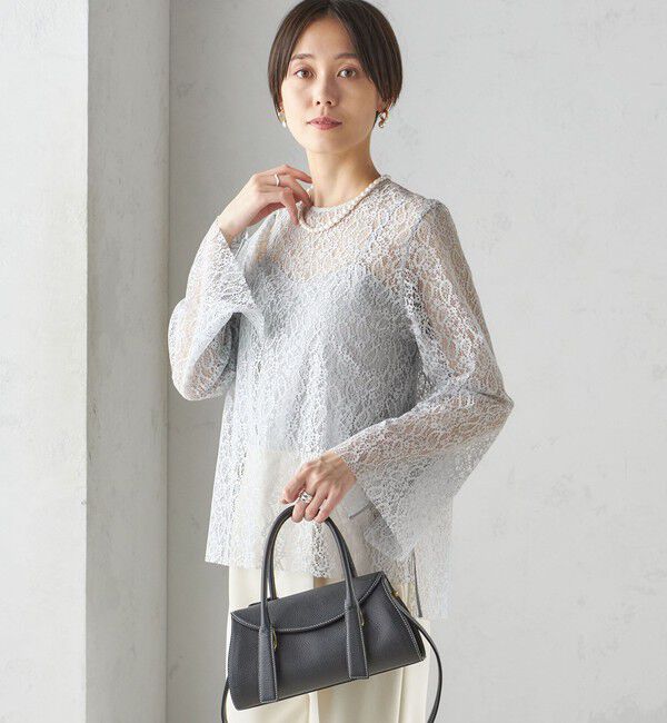 SHIPS for women「〈手洗い可能〉クルーネック レース ブラウス」|シャツ・ブラウス|