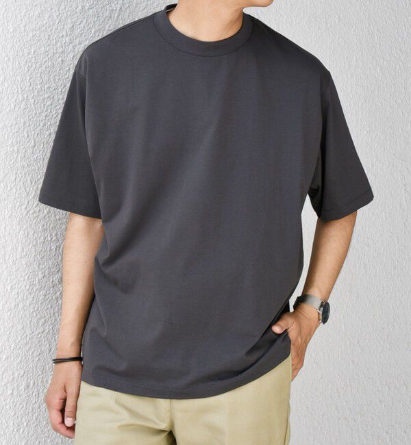 SHIPS any「SHIPS any: JAPAN MADE ハイゲージ コットン リラックス リブネック Tシャツ◇」|Tシャツ・カットソー|ダークグレー