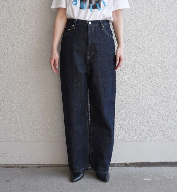 quaranciel「《一部追加予約》quaranciel:〈洗濯機可能〉ハイライズ ルーズ ワイド デニム パンツ」|デニム|