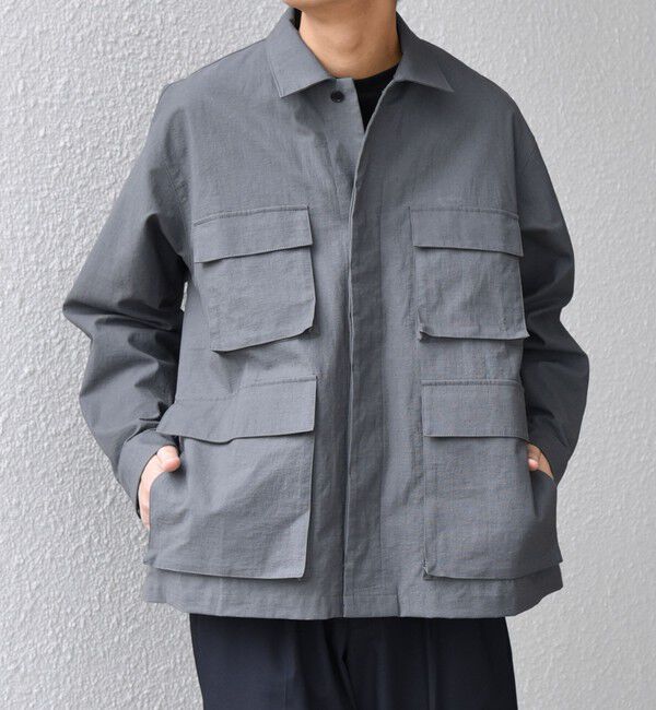 SHIPS any「SHIPS any: コットン/ナイロン ワッシャー BDU シャツ ジャケット (セットアップ対応)◇」|シャツ・ブラウス|グレー