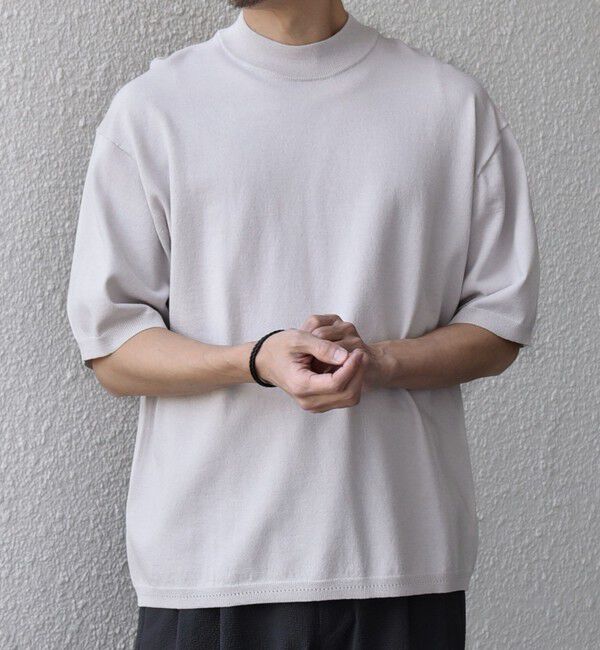 SHIPS any「SHIPS any:〈手洗い可能〉ハイゲージ ニット リネン ミックス モックネック 半袖 Tシャツ 26SS◇」|Tシャツ・カットソー|