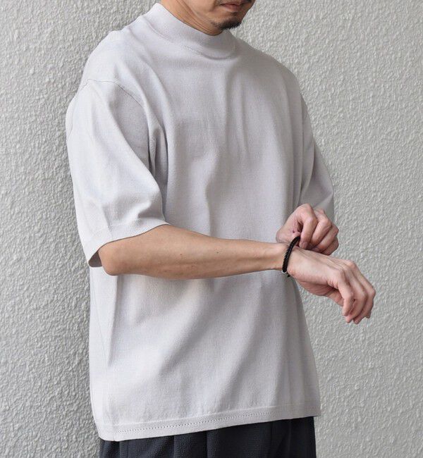 SHIPS any「SHIPS any:〈手洗い可能〉ハイゲージ ニット リネン ミックス モックネック 半袖 Tシャツ 26SS◇」|Tシャツ・カットソー|