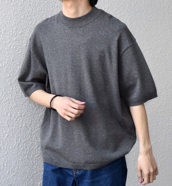 SHIPS any「SHIPS any:〈手洗い可能〉ハイゲージ ニット リネン ミックス モックネック 半袖 Tシャツ 26SS◇」|Tシャツ・カットソー|