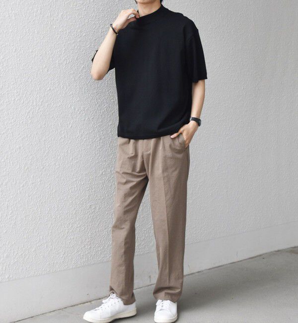 SHIPS any「SHIPS any:〈手洗い可能〉ハイゲージ ニット リネン ミックス モックネック 半袖 Tシャツ 26SS◇」|Tシャツ・カットソー|