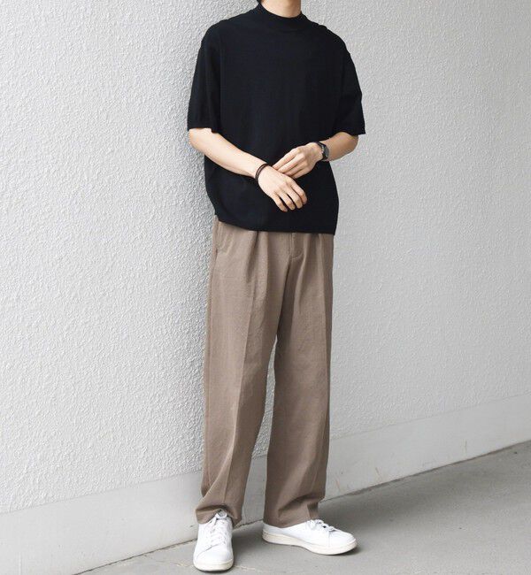 SHIPS any「SHIPS any:〈手洗い可能〉ハイゲージ ニット リネン ミックス モックネック 半袖 Tシャツ 26SS◇」|Tシャツ・カットソー|