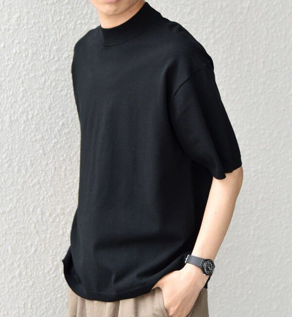 SHIPS any「SHIPS any:〈手洗い可能〉ハイゲージ ニット リネン ミックス モックネック 半袖 Tシャツ 26SS◇」|Tシャツ・カットソー|