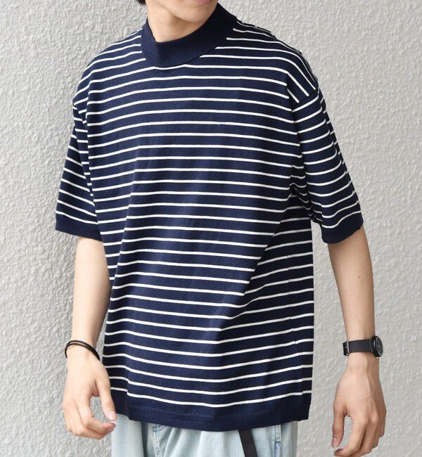 SHIPS any「SHIPS any:〈手洗い可能〉ハイゲージ ニット リネン ミックス モックネック 半袖 Tシャツ 26SS◇」|Tシャツ・カットソー|