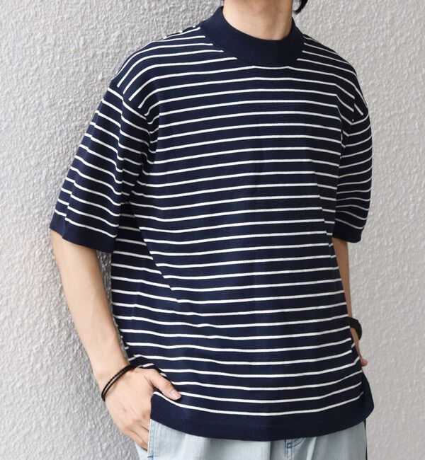 SHIPS any「SHIPS any:〈手洗い可能〉ハイゲージ ニット リネン ミックス モックネック 半袖 Tシャツ 26SS◇」|Tシャツ・カットソー|