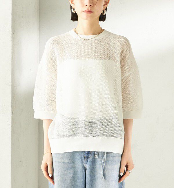 SHIPS for women「〈手洗い可能〉16G 半袖 プルオーバー」|ニット・セーター|