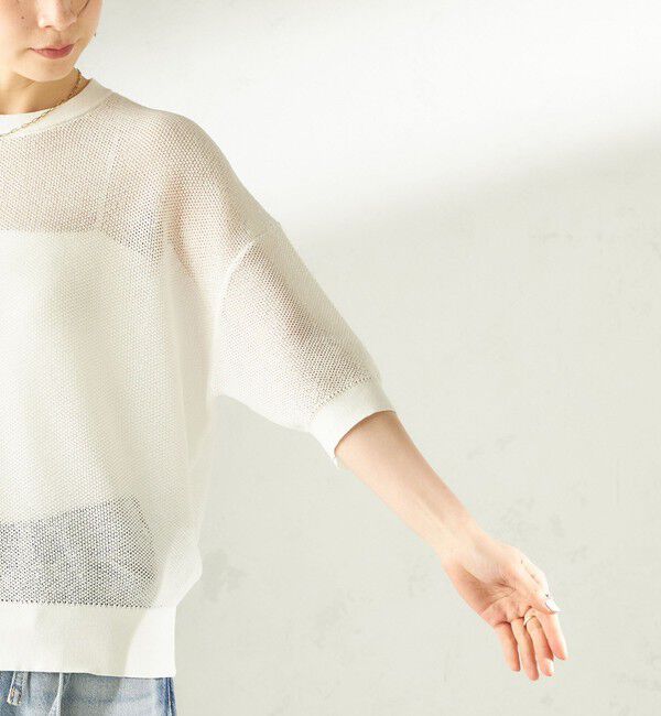 SHIPS for women「〈手洗い可能〉16G 半袖 プルオーバー」|ニット・セーター|