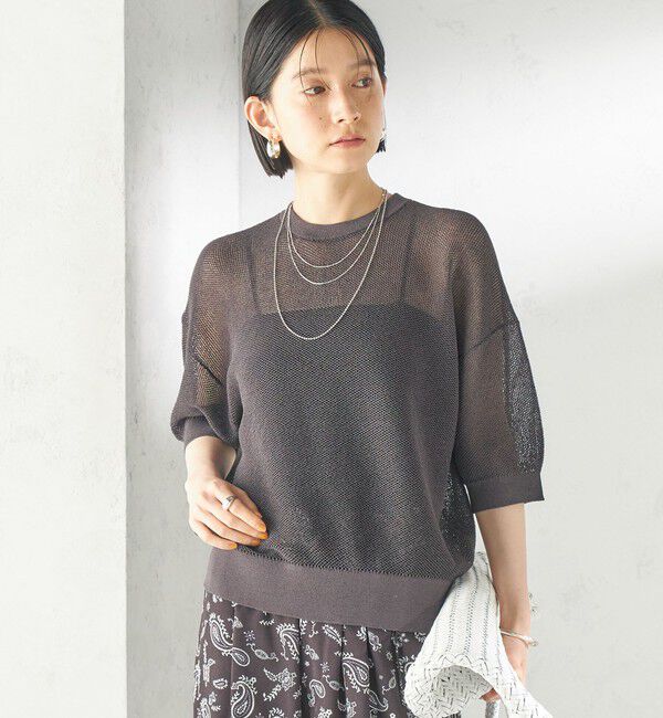 SHIPS for women「〈手洗い可能〉16G 半袖 プルオーバー」|ニット・セーター|
