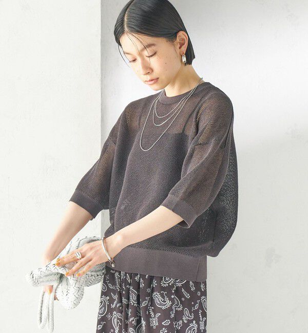 SHIPS for women「〈手洗い可能〉16G 半袖 プルオーバー」|ニット・セーター|