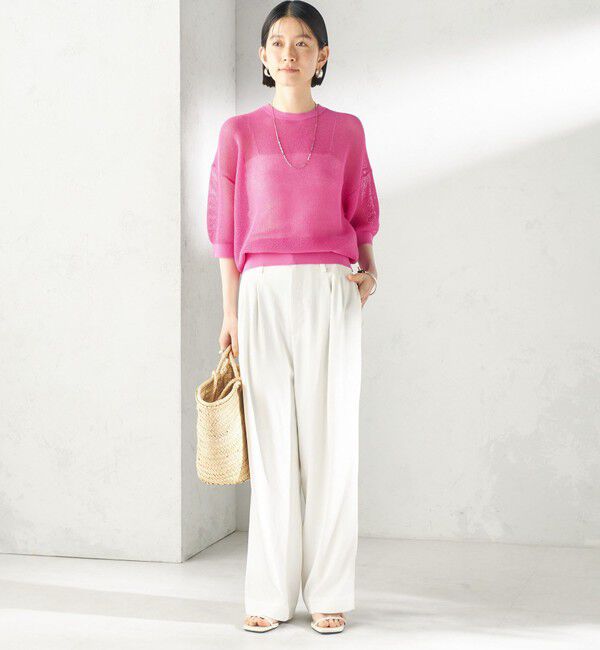 SHIPS for women「〈手洗い可能〉16G 半袖 プルオーバー」|ニット・セーター|