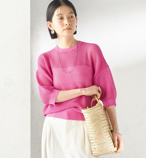 SHIPS for women「〈手洗い可能〉16G 半袖 プルオーバー」|ニット・セーター|