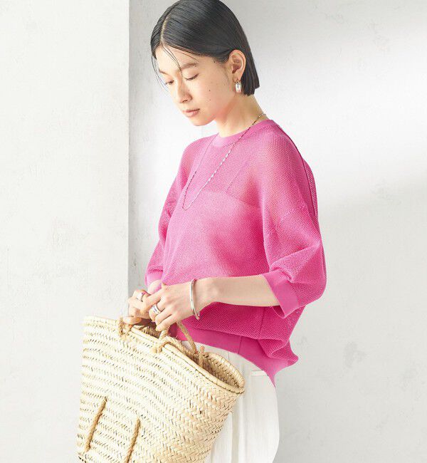 SHIPS for women「〈手洗い可能〉16G 半袖 プルオーバー」|ニット・セーター|