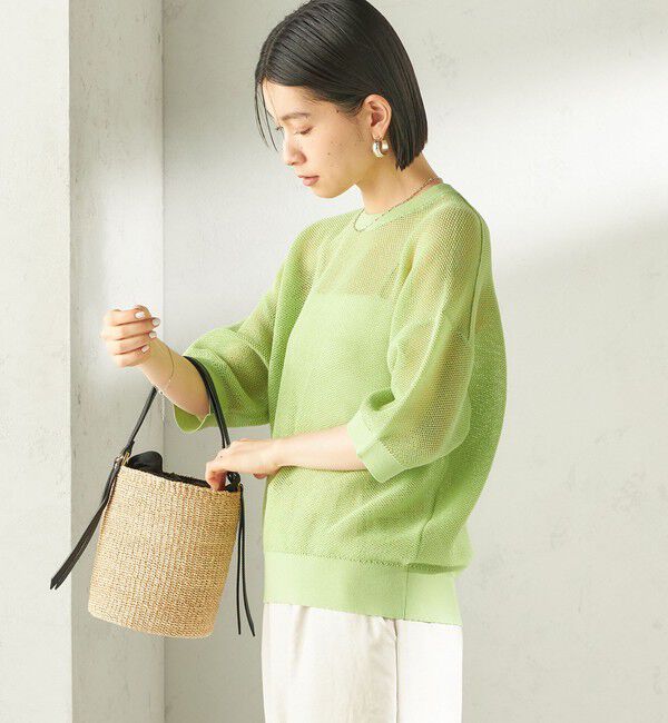 SHIPS for women「〈手洗い可能〉16G 半袖 プルオーバー」|ニット・セーター|