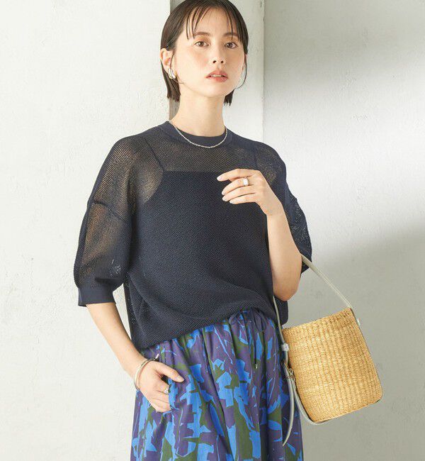 SHIPS for women「〈手洗い可能〉16G 半袖 プルオーバー」|ニット・セーター|