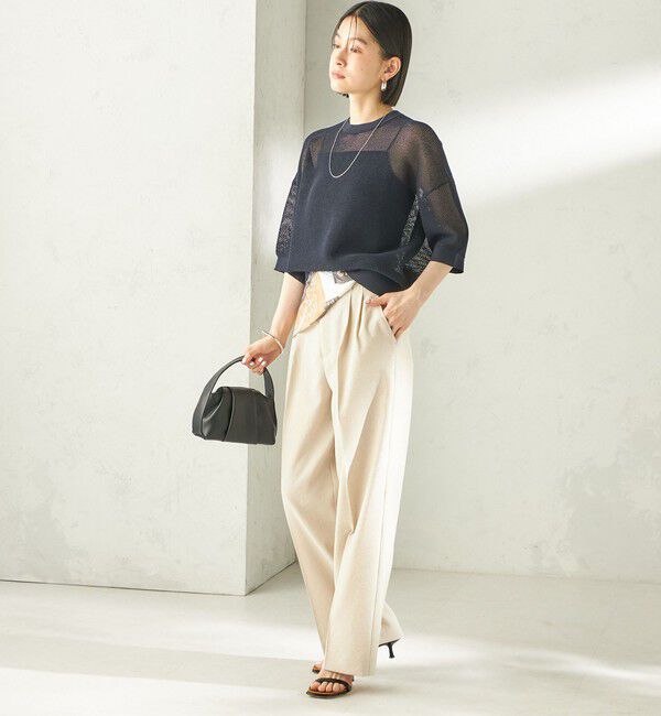SHIPS for women「〈手洗い可能〉16G 半袖 プルオーバー」|ニット・セーター|