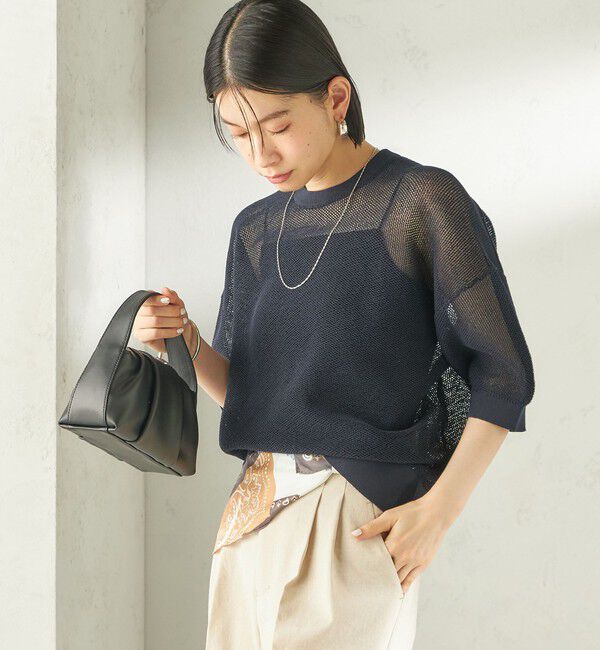 SHIPS for women「〈手洗い可能〉16G 半袖 プルオーバー」|ニット・セーター|