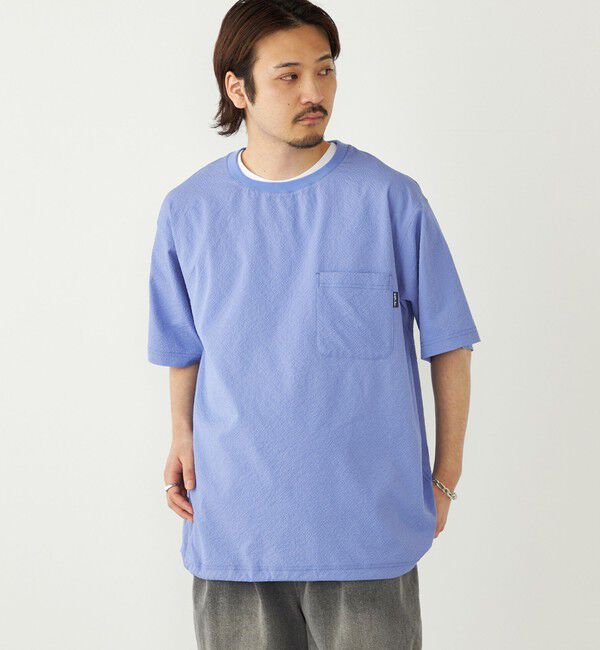 SHIPS Colors 「SHIPS Colors:〈接触冷感・吸水速乾・洗濯機可能〉ライト シアサッカー Tシャツ」|Tシャツ・カットソー|ブルー