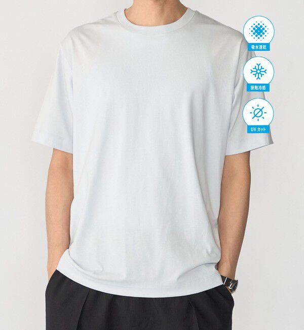 SHIPS「SHIPS:〈汗染軽減 / 吸水速乾/ 接触冷感/ UVカット〉ステイン コントロール ファンクション Tシャツ」|Tシャツ・カットソー|ライトブルー