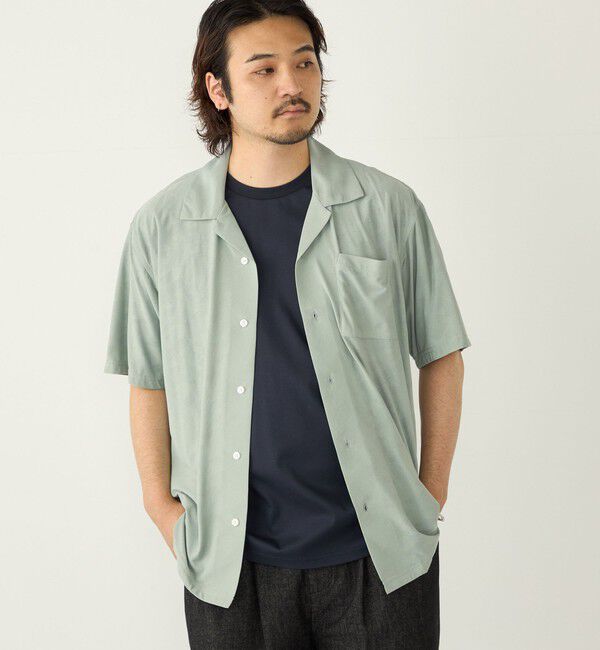 SHIPS Colors 「SHIPS Colors:〈接触冷感〉カット ジャカード オープンカラー シャツ」|シャツ・ブラウス|