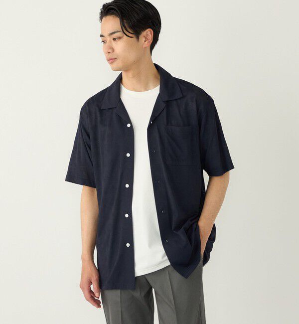 SHIPS Colors 「SHIPS Colors:〈接触冷感〉カット ジャカード オープンカラー シャツ」|シャツ・ブラウス|