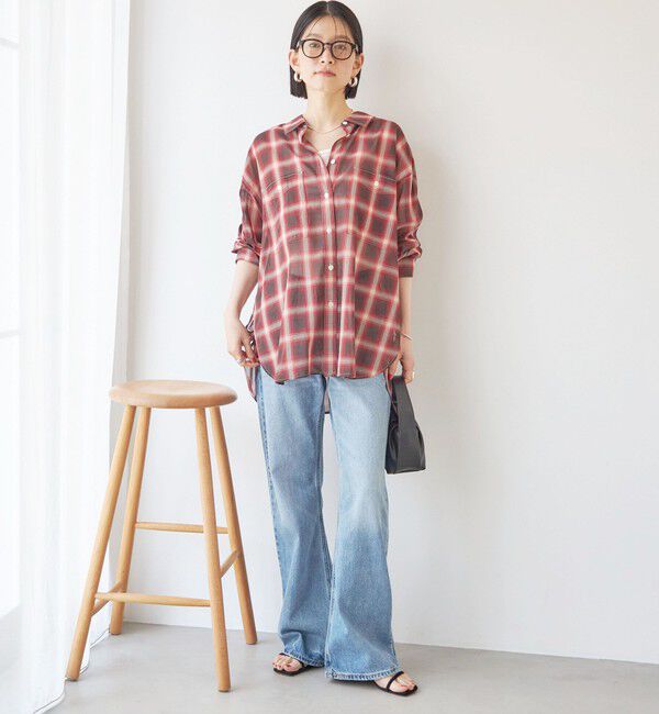 SHIPS for women「〈手洗い可能〉シアー チェック オーバー サイズ シャツ」|シャツ・ブラウス|