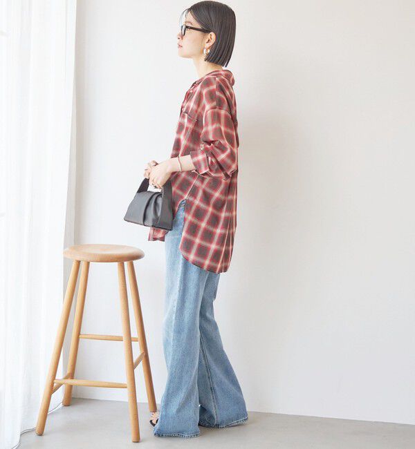 SHIPS for women「〈手洗い可能〉シアー チェック オーバー サイズ シャツ」|シャツ・ブラウス|