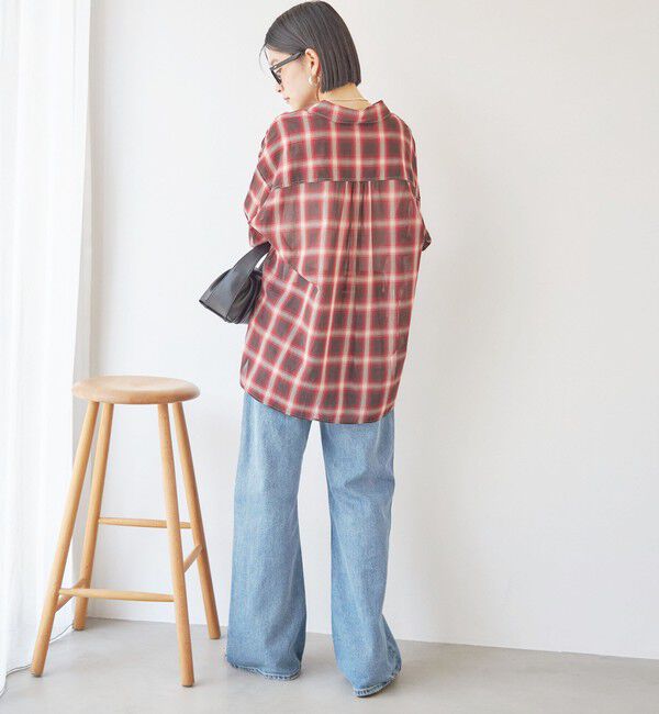 SHIPS for women「〈手洗い可能〉シアー チェック オーバー サイズ シャツ」|シャツ・ブラウス|