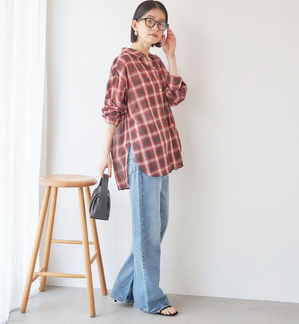 SHIPS for women「〈手洗い可能〉シアー チェック オーバー サイズ シャツ」|シャツ・ブラウス|