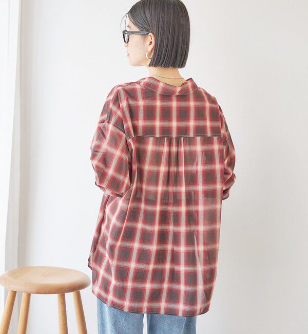SHIPS for women「〈手洗い可能〉シアー チェック オーバー サイズ シャツ」|シャツ・ブラウス|
