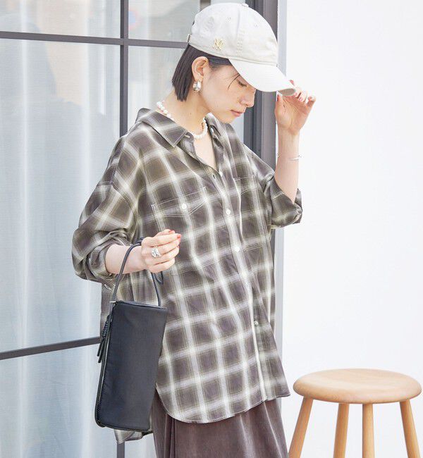 SHIPS for women「〈手洗い可能〉シアー チェック オーバー サイズ シャツ」|シャツ・ブラウス|