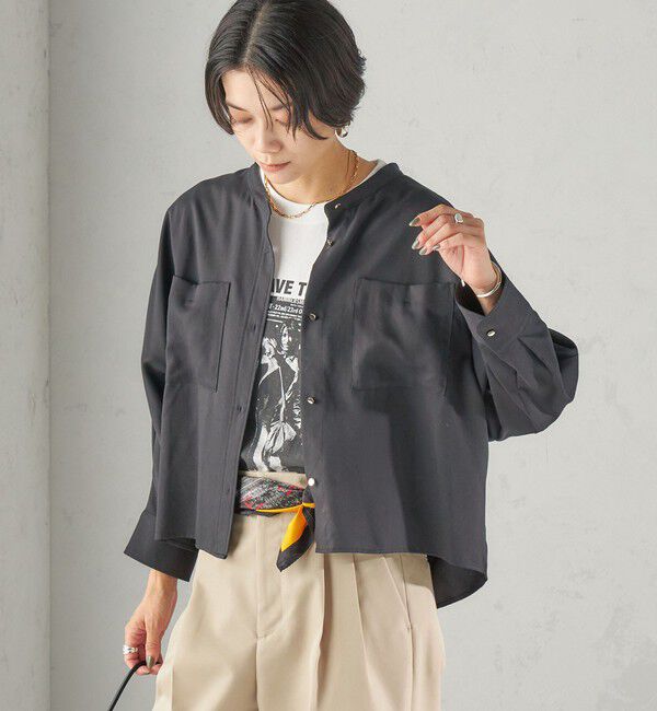 SHIPS for women「〈手洗い可能〉プリシュランク ツイル ショート シャツ 羽織」|シャツ・ブラウス|