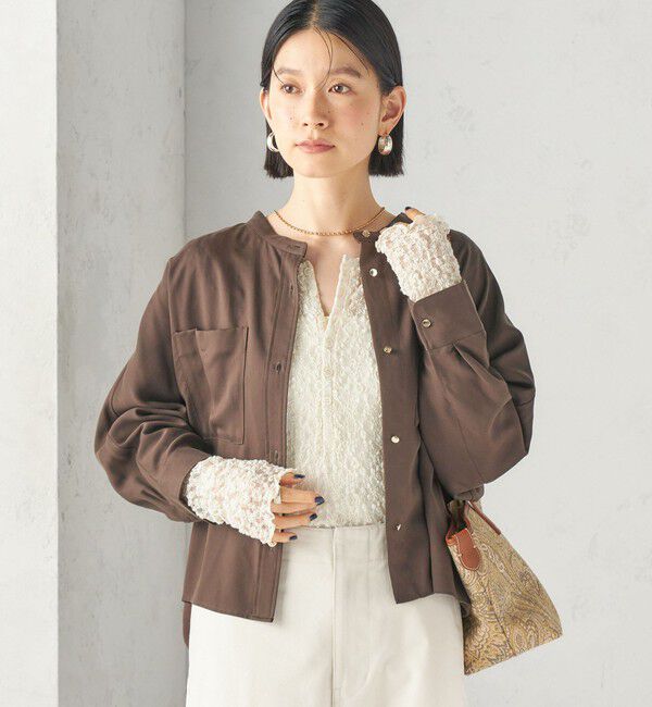SHIPS for women「〈手洗い可能〉プリシュランク ツイル ショート シャツ 羽織」|シャツ・ブラウス|