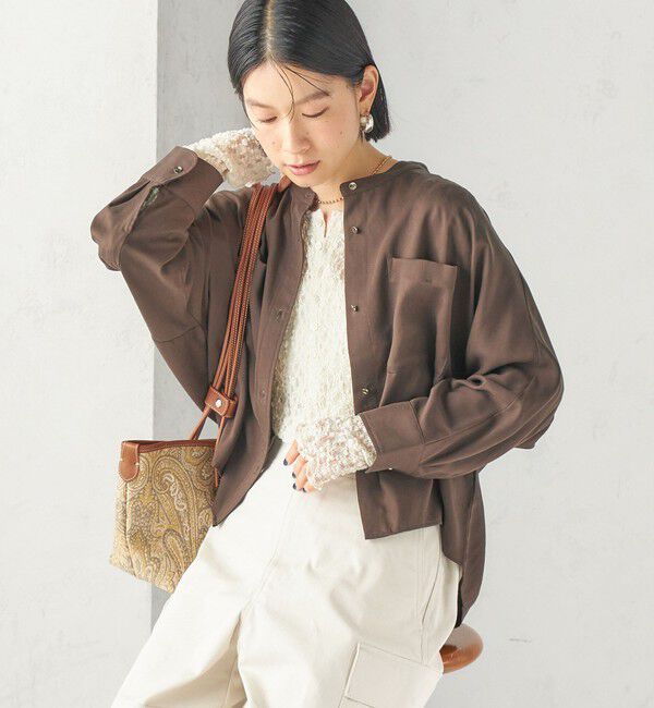 SHIPS for women「〈手洗い可能〉プリシュランク ツイル ショート シャツ 羽織」|シャツ・ブラウス|