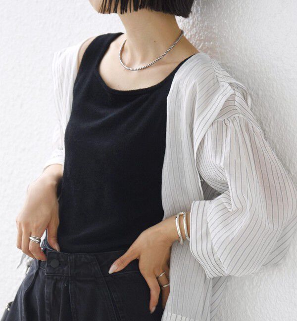 SHIPS for women「〈手洗い可能〉ミニシャギー 前後 2WAY スクエア ニット タンク」|タンクトップ|ブラック