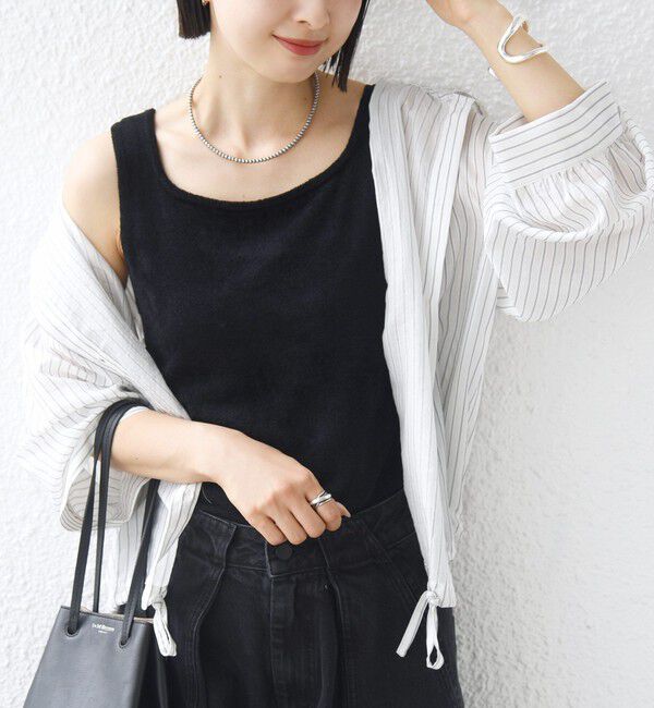SHIPS for women「〈手洗い可能〉ミニシャギー 前後 2WAY スクエア ニット タンク」|タンクトップ|