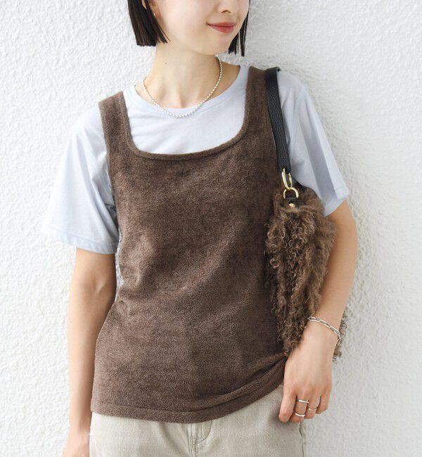 SHIPS for women「〈手洗い可能〉ミニシャギー 前後 2WAY スクエア ニット タンク」|タンクトップ|