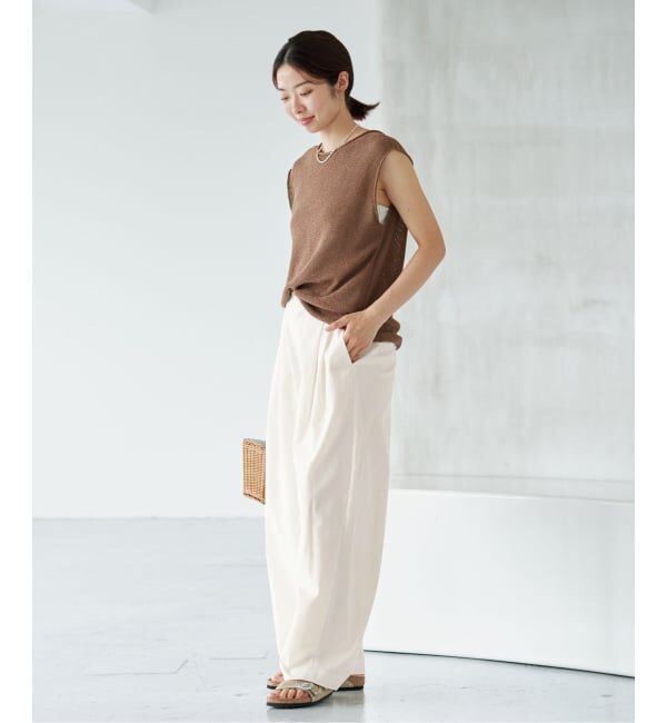 IENA「《追加》ウォッシャブル リネンミックスコクーンスラックス」|スラックス|